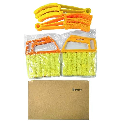 4 Pcs Window Venetian Blind Cleaner Duster Tool 7 Finger Blind Rush and Shutter Cleaner Brush Hand-held Window Shutter Air Conditioner Duster for Dirt(Yellow, Orange) - color: Yellow, Orange