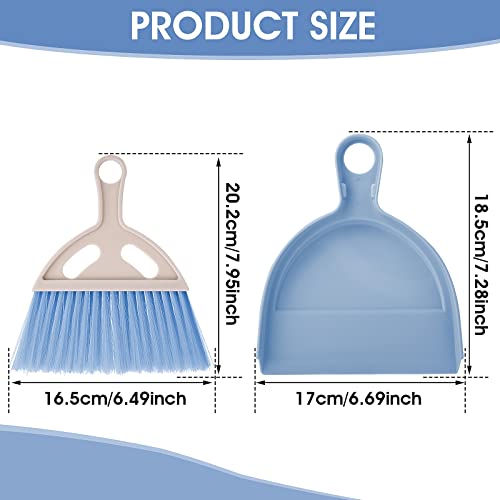 cobee Small Broom and Dustpan Cleaning Set, Mini Whisk Dustpan and Brush with Handle Portable Table Top Dust Pan Dining Table Crumb Sweeper Cleaning Tools with Soft Bristles for Housekeeping(Blue)
