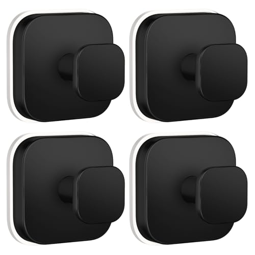 BKV Suction Cup Hooks for Shower,Heavy Duty Shower Hooks for Bathroom Wall,Glass Windows,Smooth Doors to Hang Towels,Robes,Coat,Reusable Suction Cup Wreath Hanger for Christmas Wreaths-Black(4 Pack) - color: Black, size: 4 Pack