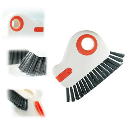 2 in 1 Groove Cleaning Brush Window Track Cleaning Tools, 2025 New Multifunction Hard Bristle Crevice Cleaner Brush with Hidden Scraper, Grout Cleaner Grip Brush for Sliding Door Track - color: Orange