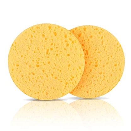 AKOAK 5 Pcs Face Compression Sponge Round Makeup Remover Pad is Reusable for Deep Cleansing, Exfoliating, and Makeup Removal(Yellow) - color: Yellow