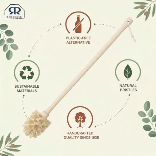 Redecker Bottle Brush, Light Horsehair Bristles, 14 Inch Long, Beechwood Handle for Milk Bottles and Glassware, Made in Germany - size: 13-3/4-Inches