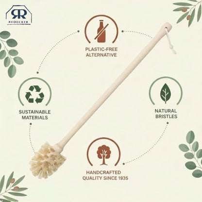 Redecker Bottle Brush, Light Horsehair Bristles, 17 Inch Long, Beechwood Handle for Milk Bottles and Carafes, Made in Germany - size: 16-1/2-Inches