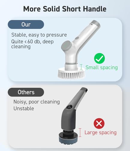 VEWIOR Electric Spin Scrubber, Cordless Cleaning Brush with 3 Adjustable Angle 2 Speeds 3 Replaceable Brush Heads for Floor Bathroom Tub Tile Kitchen Window