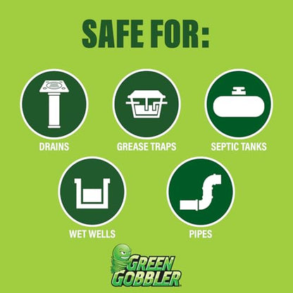 Green Gobbler Enzyme Drain Cleaner | Controls Foul Odors & Breaks Down Grease, Paper, Fat & Oil in Sewer Lines, Septic Tanks & Grease Traps | 1 Gallon - size: 1 Gallon