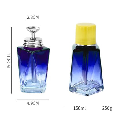 5 Oz/ 150ml Glass Push Down Pump Dispenser Bottle With Cap Push Down Glass Empty Pump Dispenser for Alcohol Makeup Clear Refillable Bottle Hand Pumping Press Container (2Pcs-Square Shaped) - color: Clear - 150ml - Square - 2pcs