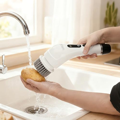 Electric Spin Scrubber Full-Body IPX7 Waterproof Cordless Bathroom Cleaning Brush with Power LCD Display and 8 Brush Heads - size: Normal