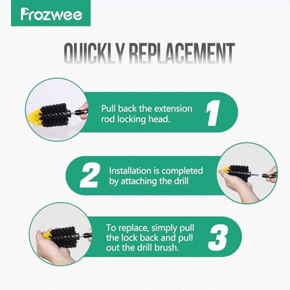 2PACK Tile Corner Drill Brush Set,with Extend Bar Which can Hold and Stabilize,Upgraded Brush Made to Tackle Corner Stains,Cleaning Corner of Grout, Tiles, Sinks,Bathroom,etc. - size: 2PCS Brush+1PCS Drill Extension