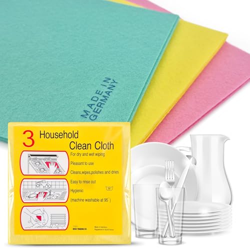 COELO 12 Pack Large German Universal Household Towels, Ultra Soft Absorbent Reusable Cleaning 3 Color Dishcloths Drying Non-Woven Machine Washable Fabric 15 x 15 in, Cleaning Home Kitchen Pets Polish