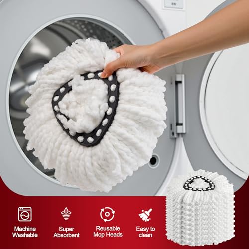 4 Pack Spin Mop Refills Head, Mop Heads Replacement for Spin Mop, Washable Microfiber Mop Replace Head Spin Mop, 360°Spinning Micro Replacement Mop Head for Easy House Cleaning Floor Mopping - size: 4-Pack