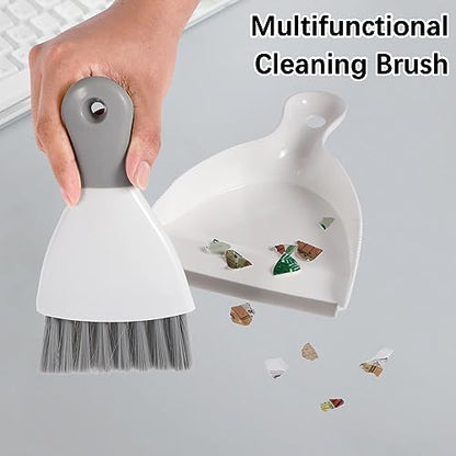 Mini Dustpan and Brush Set Portable Table Top Cleaning Brush and Dustpan Set Dining Table Crumb Sweeper with Soft Bristles Multipurpose Desktop Keyboard Cleaning Tools for Home Office