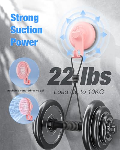JOTPE Shower Hooks Suction Cup, Waterproof for Shower Heavy Duty Suction Cup Hooks, Bathroom, Glass, Door, Windows, Kitchen Hanging up to 11lbs, Easy to Install and Remove (4pack-Pink) - color: Pink