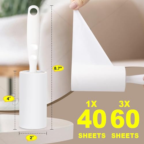 Extra Sticky Lint Rollers Pet Hair Remover for Laundry Clothes Furniture Carpet,Total 100 Sheets Lint Rollers Refills Dog Cat Hair Lint Remover Brush Couch