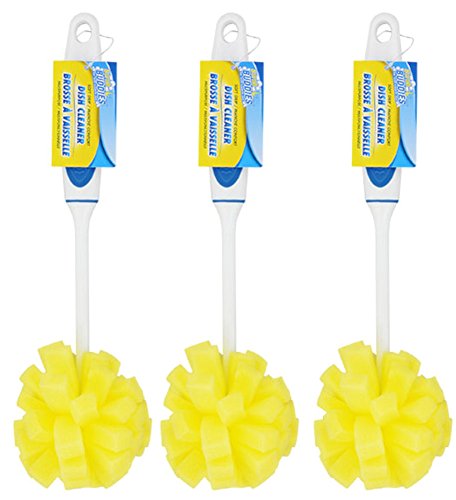 Dishwashing Foam Sponges with Handles Bottle/Glass Scrubbers 3Pack