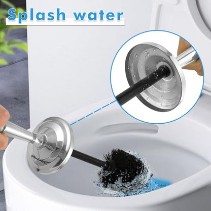 Chrome Toilet Brush and Holder Set, Stainless Steel Toilet Brush for Bathroom,Heavy Duty Toilet Bowl Brush and Holder,Deep Cleaning Modern Toilet Cleaner Brush -Space Saving, Covered Brush - color: Chrome
