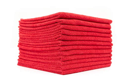The Rag Company - All-Purpose Microfiber Terry Cleaning Towels - Commercial Grade, Highly Absorbent, Lint-Free, Streak-Free, Kitchens, Bathrooms, Offices, 300gsm, 16in x 16in, Red (12-Pack) - color: Red, size: 16in x 16in