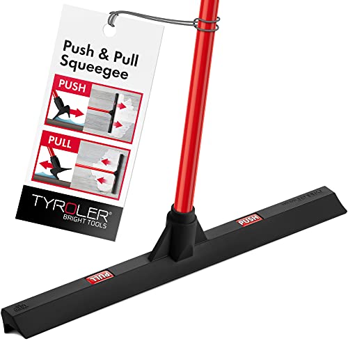 Tyroler Rubber Floor Squeegee Heavy Duty 17", Deck Squeegee Outdoor for Floors with 55" 4 Part Handle, Perfect Outdoor Squeegees for Patio, Tiles, Marble, Garage, Shower, Window - color: Black