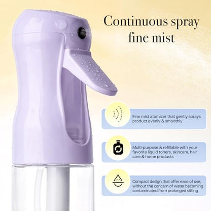 3Pcs Continuous Spray Bottles For Hair,Ultra Fine Mister for Hair Styling, Plants, Cleaning, Salon, Misting & Skin Care (200ML Green+Pink+Purple) - color: 200ML Green+Pink+Purple