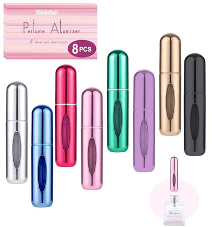 8 Pack Perfume Travel Refillable Bottle, Perfume Atomizer Bottle, Refill Pump Case Spray Bottles for Men and Women (5ml, 8Pack), Travel & Cruise Essentials
