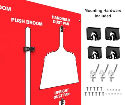 Clean & Sweep 5S Shadow Board/Wall Mount Broom Holder, 68" x 30" Board, 5S Cleaning Station - Board Only, Tools Sold Separately, Made in The USA by AccuformNMC, Red/White, PSB114RDWT - color: Red/White