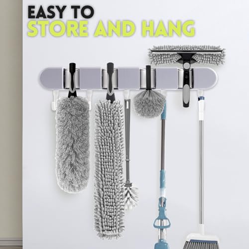 【Upgrade Anti Rotation 】 30FT High Reach Duster Kit,(18FT+6FT) Lightweight Aluminum Alloy Extension Rod,7-Piece Set,210° Steering Head Clean Various Angle,for Cleaning Ceiling,High Wall - size: 25FT