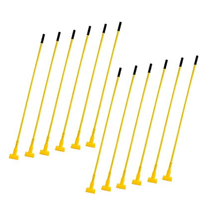 Matthew Cleaning Commercial Quick-Change Fiberglass Mop Handle for Floor Cleaning Heavy Duty Mop Stick Replacement 60inch Jaw Clamp-Style Wet Mop Gripper Holder Handle 12 Packs - color: Small Jaw Clamp -Yellow