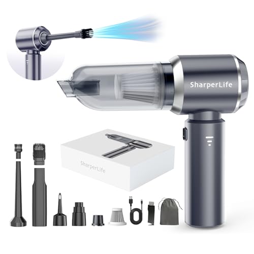 Sharperlife Cordless Handheld Vacuum, Portable Rechargeable 15000Pa Strong Suction Vacuum, 30mins Runtime Lightweight for Car Home Camping