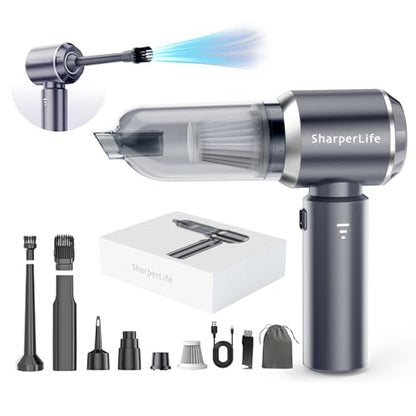 Sharperlife Cordless Handheld Vacuum, Portable Rechargeable 15000Pa Strong Suction Vacuum, 30mins Runtime Lightweight for Car Home Camping