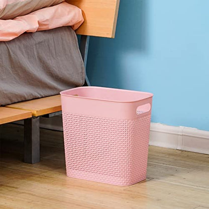 UUJOLY Plastic Trash Can Wastebasket, Garbage Container Basket for Bathrooms, Kitchens, Offices, Kids Rooms (Pink, 3 Gallon), 1 Pack - color: Pink, size: 1 Pack