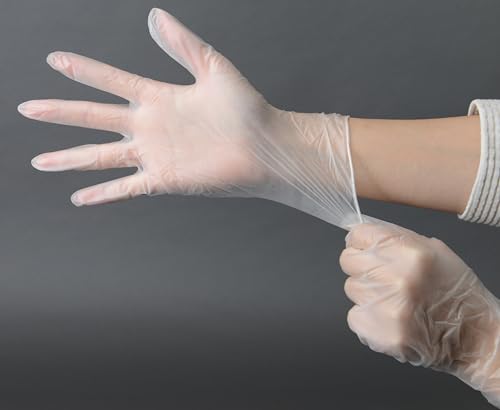 Daxwell Vinyl Gloves, Powder Free, Small, Clear, F10001296 (Case of 1,000, 10 Boxes of 100) - size: Small