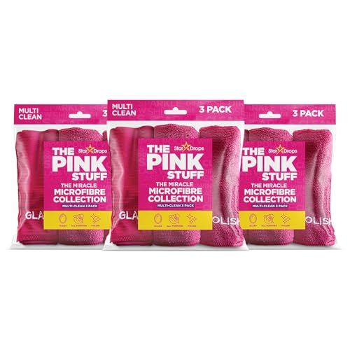 Stardrops The Pink Stuff Miracle Microfibre Cloth Collection – All-Purpose, Glass, and Polish Cleaning Cloths for a Streak-Free Shine (9-Pack) - size: 9 Count