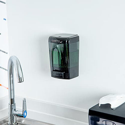 Clean Tek Professional 23.7 Ounce Manual Soap Dispenser, 1 Wall-Mountable Soap Dispenser - With Security Key, Black Plastic Refillable Soap Dispenser, Push Mechanism, Transparent Tank - Restaurantware - color: Black