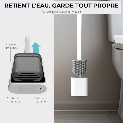 Toilet Brush Silicone and Holder Set – Pack of 1 Wall Mounted Toilet Brush White – Long Non-Slip Handle, Flexible Bristles for Easy Cleaning – Modern Toilet Scrubber Brush - color: White, size: Pack of 1