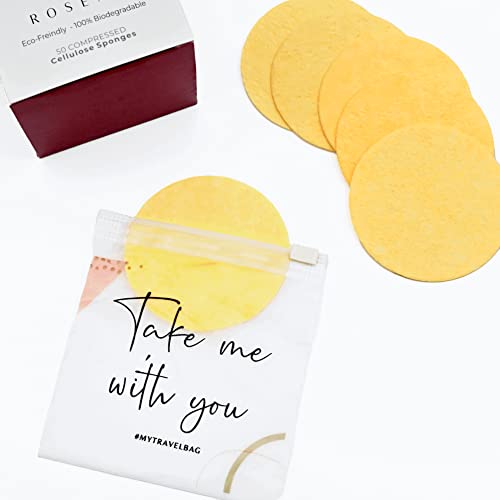 Facial Sponges - 50 Count Compressed Cellulose Face Cleansing and Exfoliating Sponges, Reusable Makeup Mask Remover, Round Face Cleaning Sponge Pads
