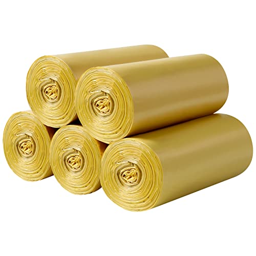 5 Rolls Small Trash Bags - 200 Counts Durable 4 Gallon Small Garbage Bags for home office kitchen Bathroom Bedroom Trash Can liners（Golden） - color: 200 Count Golden