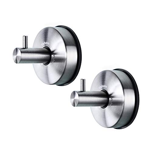 YOHOM Stainless Steel Vacuum Suction Cup Bathroom Shower Holders - Removable Towel Rack, Bathrobe and Loofah Hooks with Brushed Finish - color: Silver