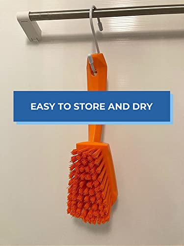 Vikan - 41924 Heavy Duty Sweep Hand Brush, Short-Handled Cleaning Brush and Scrubber, Polypropylene, Polyester Stiff Bristle, 10 Inch, Red - color: Red