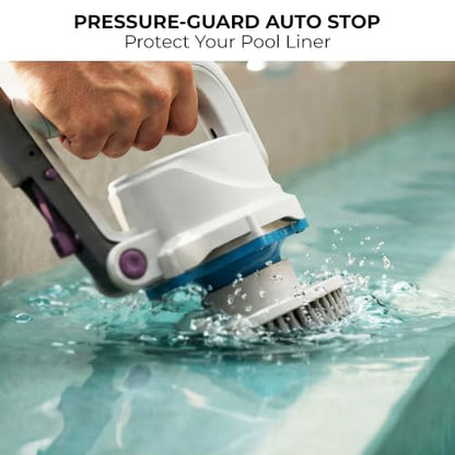 KOKIDO Rechargeable Pool Scrubber, Compact Electric Pool Cleaning Brush for Walls, Waterline & Steps, 3‑in‑1 Pool Brush, 40‑Min Runtime, Pivot Handle - Ideal for Quick Pool Maintenance & Spot Cleaning