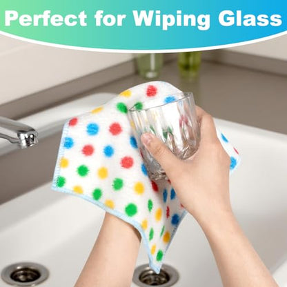 Microfiber Cleaning Cloth,12 Pack Cleaning Rags, Cleaning Towels with Polka dots, Absorbent, Streak Free, Non-Abrasive, Reusable and Washable, 10"X10" - color: Polka Dots 10 Pack