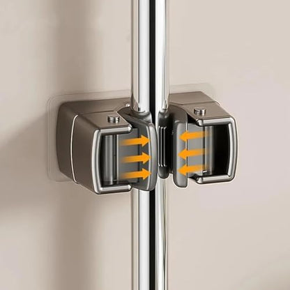 4 Pack Heavy Duty Mop Holder Wall Mount, Strong Adhesive Hanger for Broom Closet Organizer, Space Saving Utility Hooks for Bathroom Kitchen Garage Storage - style: 4PCS