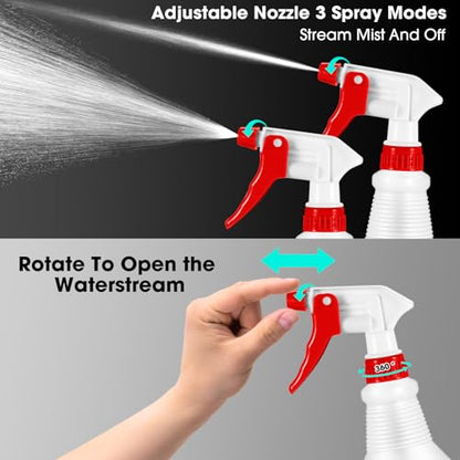 Yinder 18 Pcs 16 Oz Plastic Spray Bottle Bulk Empty Refillable Spray Bottles for Cleaning Solution Leak Proof Water Sprayer with Adjustable Nozzle Mist/Stream Mode(Red, Blue, Green) - color: Red, Blue, Green