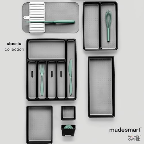 madesmart Large Storage Basket, Multipurpose Organizer Bin with Soft Grip Handles, Non Slip Feet & Ventilated Design for Kitchen, Pantry, Bathroom & Laundry, Carbon, 15 x 11 x 5 Inch