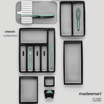 madesmart Large Storage Basket, Multipurpose Organizer Bin with Soft Grip Handles, Non Slip Feet & Ventilated Design for Kitchen, Pantry, Bathroom & Laundry, Carbon, 15 x 11 x 5 Inch