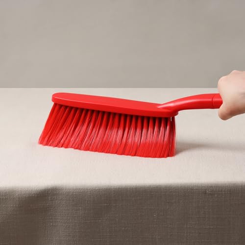 1 Pack 15" Hand Broom Brush,Soft Bristle Cleaning Brush,Crumb Debris Sweeping Brush,Dusting Brush,Comfort for Bed Car Couch Desk Sofa Furniture Clothes,Small Particles Hair Remover(Red) - color: Red 1
