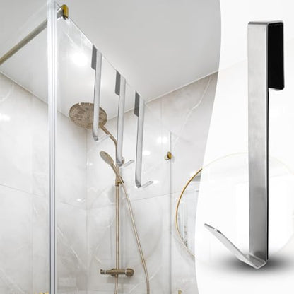 Zorfeter 10 Inch Extended Over Shower Door Hook, Stainless Steel Heavy Duty Shower Hooks Drilling-Free Towel Hooks for Bathroom Frameless Glass Shower Door - 3 Packs - size: 10 Inch