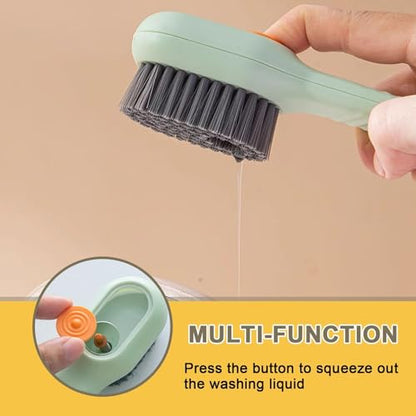 Scrub Brush with Handl, Heavy-Duty Scrub Brushes for Cleaning, Durable Bristles, for Kitchen, Bathroom, White/Green - color: Green