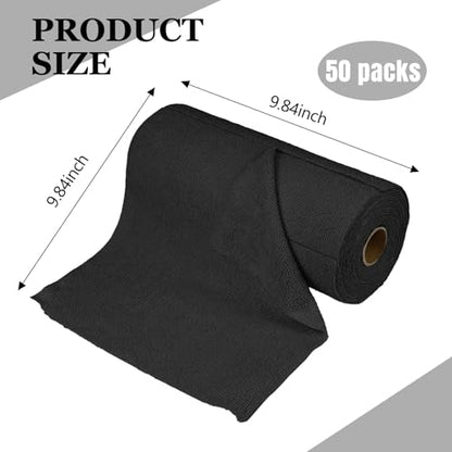 wuyaoyao 50PCS Microfiber Cleaning Cloth Roll, 10"×10" Tear Away Microfiber Towels, Reusable Washable Cloth Paper Towels, Multi-Purpose Cleaning Rags for Car Home Kitchen Garage Shop (Black) - color: Black