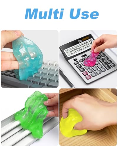 Car Cleaner Gels 4 Pack, Universal Dust Cleaner Putty Cleaner Slime, Cleaning Gel for Interior Detailing PC Keyboard, Auto Detailing Tools Car Cleaning Supplies Gift for Men Women, 320g - color: Green,Pink,Yellow,Blue