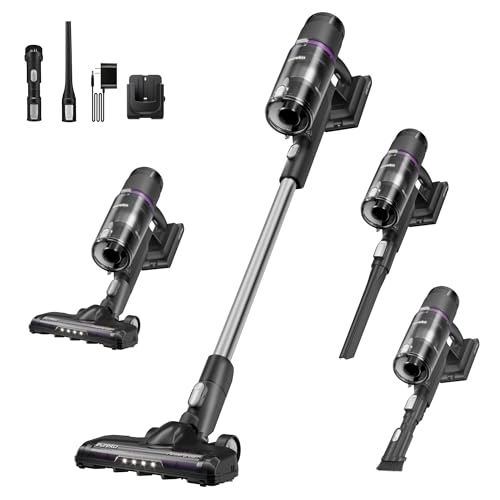 Eureka Cordless Vacuum - 20.3kPa Powerful Suction, Detachable Battery, Up to 50-Min, 5.5 lbs Lightweight, 5-Stage HEPA Filtration for allergies, Ideal for Pet Hair & Hardwood & Carpet, ReactiClean 410 - size: NEC410BK