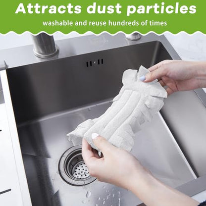 Zubebe 6 Pcs Duster Refill Reusable Fleece Duster Refills Feather Flat Dusters Multi Surface Washable Cleaning Pads Tools for Home, Blinds, Car, Pet, Furniture, Fans (White) - color: White